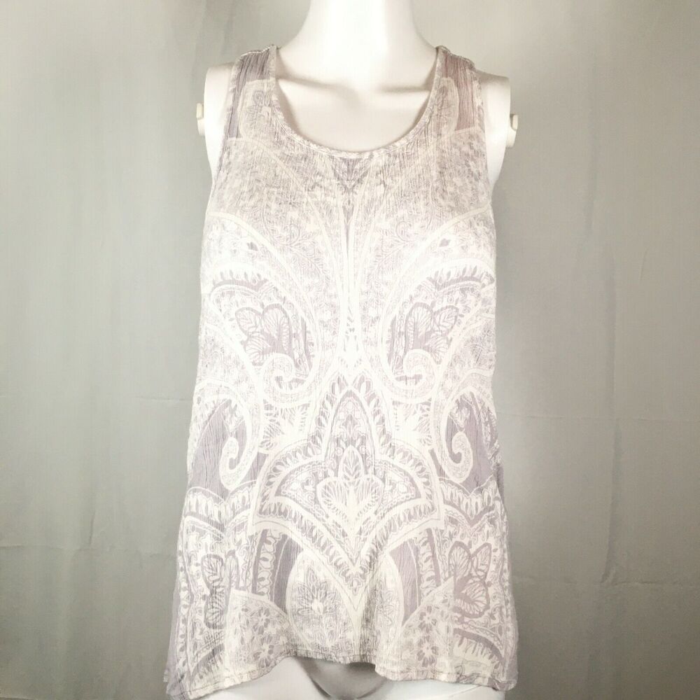 Banana Republic Shirt Womens Sz M Purple White Mandala Sleeveless Racerback Top
